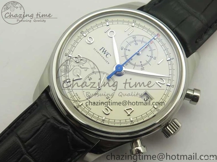MIROTIME 0822 Portugieser Chrono  42 IW390403 ZF 1:1 Best Edition White Dial Blue Hand on Black Leather Strap A WellDesigned 7190